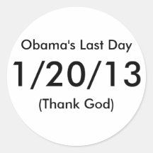 De Vorige Dag van Obama, 1/20/13, (god zij dank) Sticker