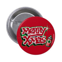 De vrolijke knoop van Graffiti van Kerstmis Buttons