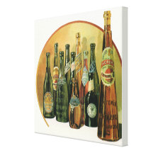 De wijnoogst Ingevoerde Flessen van het Bier, Alco Stretched Canvas Afdruk