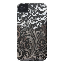 De Wijnstokken van het chroom op Zwarte iPhone 4 G iPhone 4 Case-Mate Hoesje