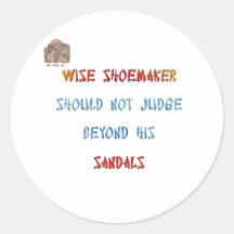 De wijze schoenmaker zou niet voorbij zijn… ronde sticker