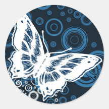 De witte Vlinder Ronde Stickers