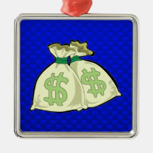 De Zakken van het geld; Blauw Kerst Ornamenten