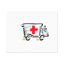 De Ziekenwagen van de cartoon Stretched Canvas Prints