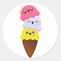 De "zoete" druk van het kawaiiroomijs ronde stickers