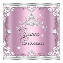 De zoete Roze Zilveren Tiara van Diamant Zestien Z Custom Uitnodging