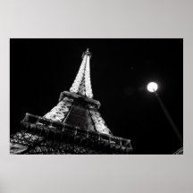 (De zwart-witte) Nacht van de Toren van Eiffel @ Poster