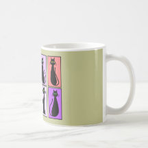 De zwarte Giften van het Pop-art van Katten Koffie Mokken