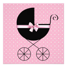De zwarte Roze Uitnodigingen van het Baby shower v