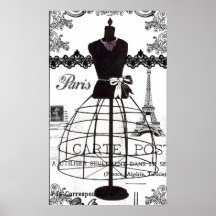 De zwarte Witte Ledenpop van de Mode van Parijs Poster