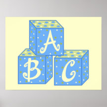 Décor bleu de mur de cubes affiches