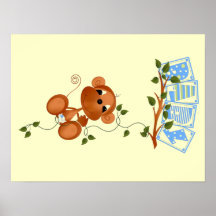 Décor de mur de singe de bébé poster