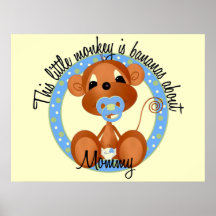 Décor de mur de singe de bébé poster