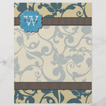 Décoré d'un monogramme patiné bleu prospectus personnalisés