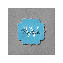 Décoré d'un monogramme patiné bleu impressions sur toile