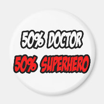Demi de docteur… à moitié super héros magnets pour réfrigérateur