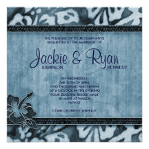 Denim de bleu de ketmie de faire-part de mariage d