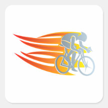 Des cyclistes flames flambent rider cyclist bike autocollants carrés