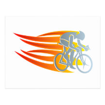 Des cyclistes flames flambent rider cyclist bike carte postale