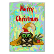 Design de carte drôle de Joyeux Noël de chien mign