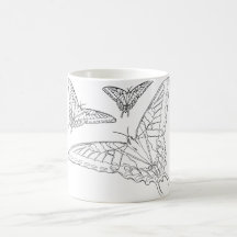 Dessin au trait papillon mugs