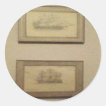 '' Dessin de bateau '' Autocollant Rond