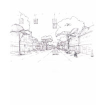dessin de perspective de rue t-shirts