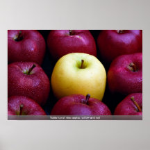 Dessus de Tableau de neuf pommes, jaunes et rouges Poster