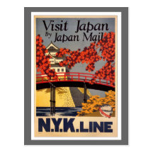 Destination : Affiche de voyage du Japon Cartes Postales