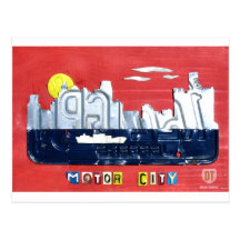 Detroit l'art de plaque minéralogique d'horizon de cartes postales