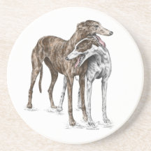 Deux amis de chien de lévrier dessous de verre