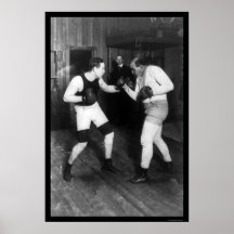 Deux boxeurs, Jeffries et Berger, Sparring 1909 Posters