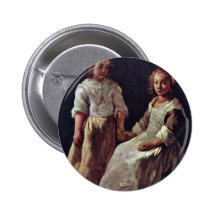 Deux filles., par Le Nain Louis (la meilleure qual Badge Avec Épingle