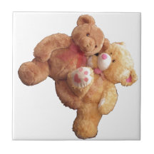 "Deux nounours carreau de céramique dans amour"
