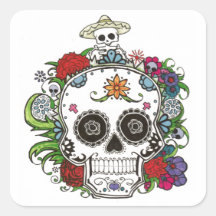 dia de los muertos stickers carrés