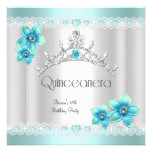Diadème argenté bleu turquoise blanc de Quinceaner Bristols
