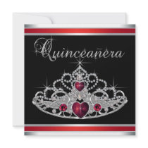 Diadème blanc noir rouge Quinceanera