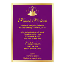 Diadème d'or de sweet sixteen à l'invitation pourp