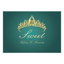 Diadème du bonbon 16//invitations vertes turquoise