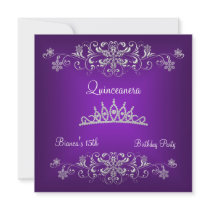 Diadème pourpre de diamant noir de Quinceanera 15è Faire-part