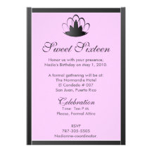 Diadème rose noir Invitation-Cust. de sweet sixtee