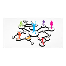 Diagramme de connexions social de médias cartes avec photo