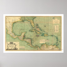 Diagramme général des Antilles par Speer 1796 Posters