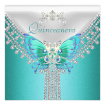 Diamant blanc bleu turquoise de papillon de Quince Faire-parts