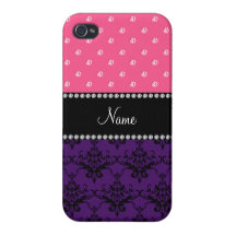 Diamants pourpres nommés personnalisés de rose de  iPhone 4 case