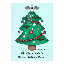 Dîner gothique mignon d'arbre de Noël Invitations Personnalisées