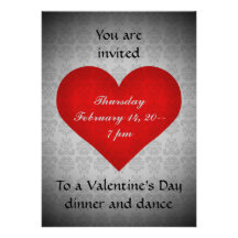 Dîner rouge de coeur de Saint-Valentin 5x7 Faire-parts