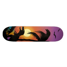 Dinosaure à l'aube plateaux de skateboards customisés