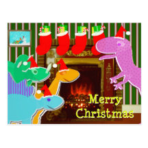 Dinosaures mignons par la carte postale de Noël de