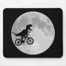 Dinosaurus op een Fiets in Hemel met Maan Muismat